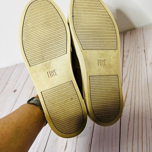 Frye Pebbled Rose Gold Leather Flat Slip-On Loafers - Picture 8 of 10